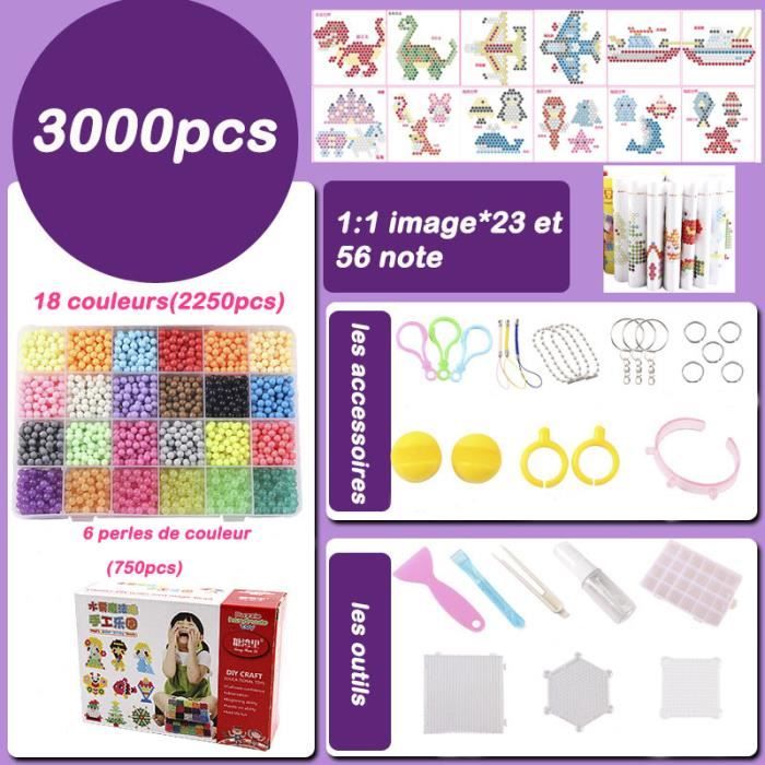 3000 Pcs 24 Couleurs Perles de Recharge Nacrées Teint pour DIY Art Crafts Jouets pour Enfants Perles Classiques et Bijoux( 5mm)