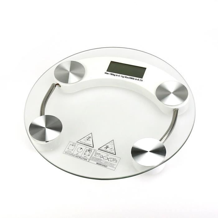 YOUXIFUS Pèse personne en verre avec batterie charge max. 180kg - 26X26cm