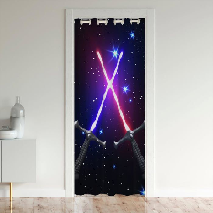 Rideau De Porte Enfant Voitures De Course - 150x203 Cm, Occultant Partiel, Motif Graffiti