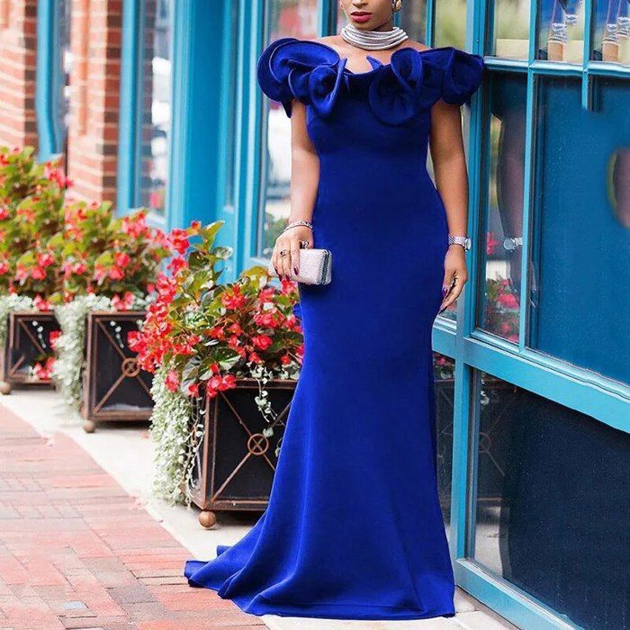 Robe De Soirée Longue Maxi Bleue Asymétrique – Une épaule – Bleu – Blue Banana – Neuf Avec étiquettes