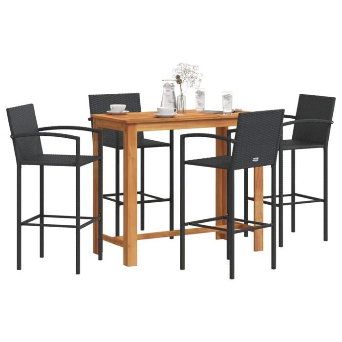 vidaXL Ensemble de Bar Jardin 5 pcs Acacia Rotin - vue 2