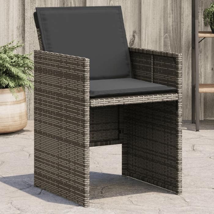 vidaXL Lot de 4 Chaises de Jardin avec Coussins Sièges de Terrasse Chaises de Balcon Meubles de Patio Extérieur Gris 4007437