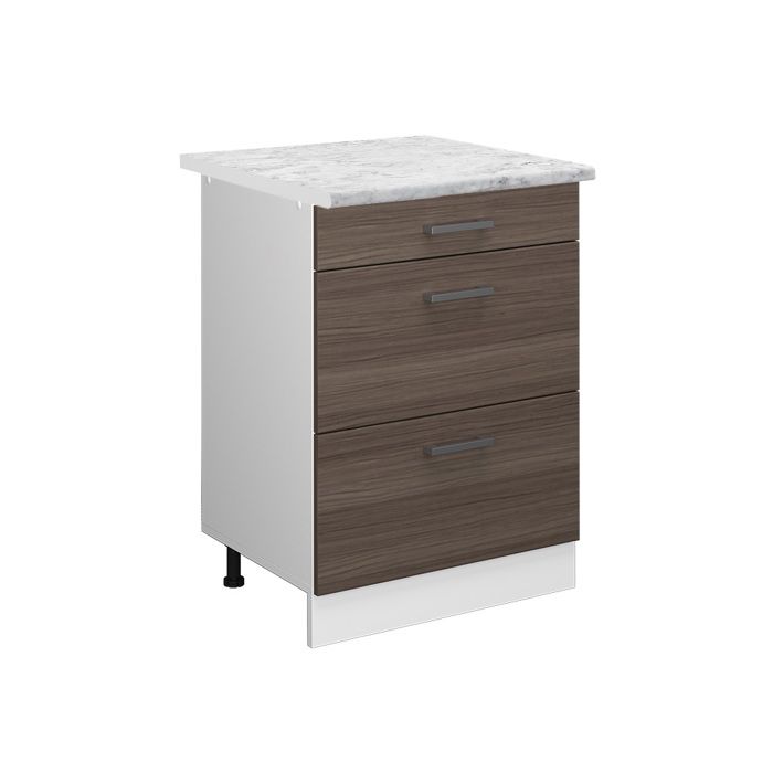 Meuble cuisine R-Line 60cm avec tiroirs PT Marbre Gris noble/Blanc Vicco 37725