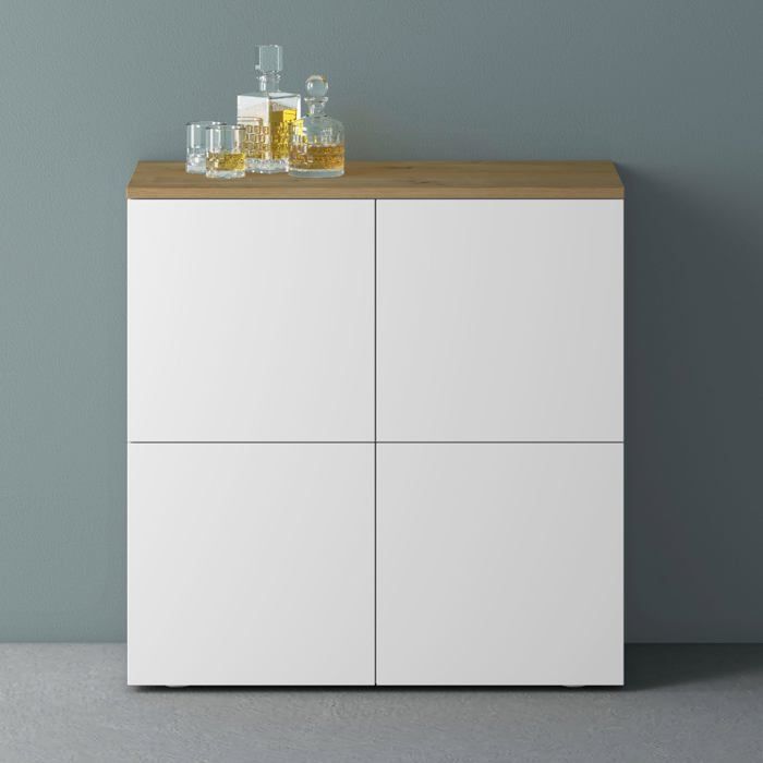 Mai & Mai Meuble de Rangement avec 4 Portes et 4 Compartiments Marron Clair + Blanc Mat 76x36 4x74 cm SR04 Mai & Mai Meuble de Rangement avec 4 Portes et 4 Compartiments Marron Clair + Blanc Mat 76x36 4x74 cm SR04