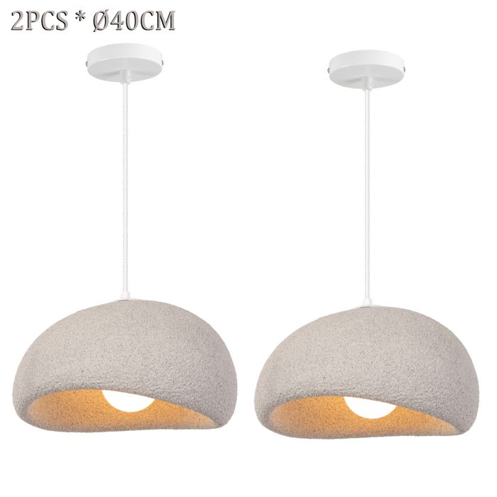 SNOGOLD 2x Suspension Vintage Lustre Industriel Abat-jour en Résine de Dôme Gris Ø40cm E27 Luminaire Éclairage pour Couloir Salon