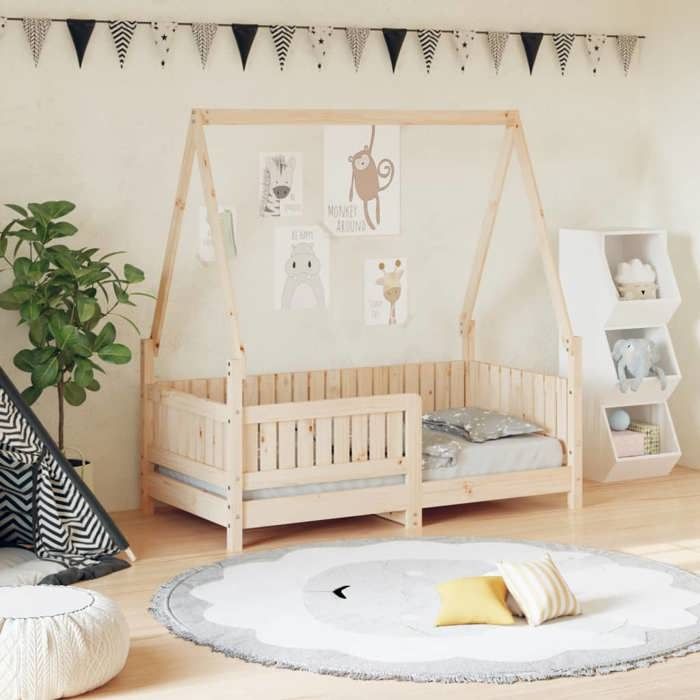 Cadre de lit pour enfant - VIDAXL - 70x140 cm - Bois de pin massif - 1 place - Assemblage requis