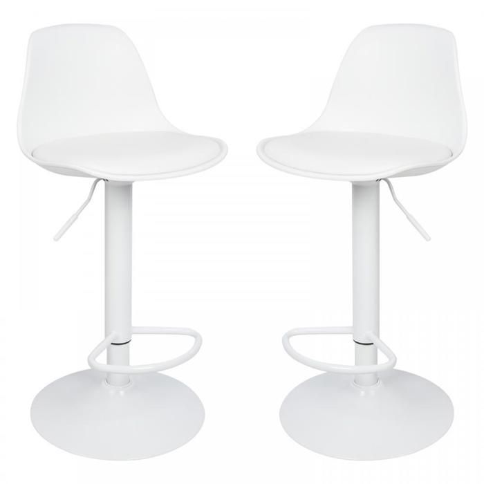 Tabourets de Bar et Cuisine.MIPAN.Lot de 2 Chaises de Bar.Hauteur Réglable.Blanc