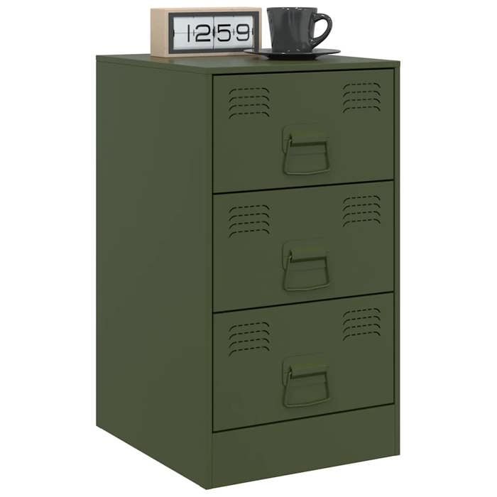 Remise Tables de chevet - 2 pcs - Décor chambre - vert olive 34 5 x 39 x 62 cm acier Aspect chic*77909