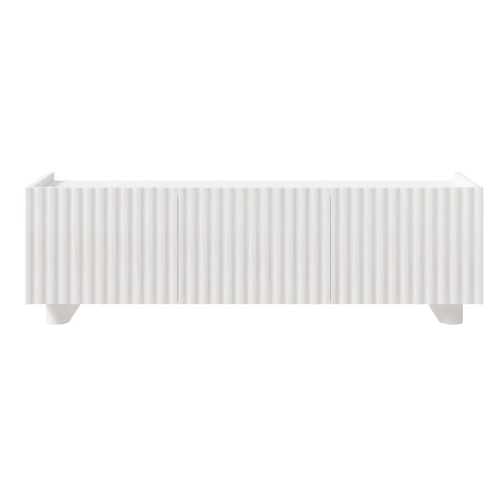 SELSEY  - Meuble Tv Fiorra - 144 Cm - Blanc Brillant