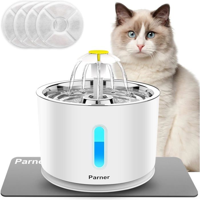 Comparer les prix de Fontaine À Eau Pour Chat Fontaine Chat 2.4L Distributeur Eau Pour Chat Chien Avec 4 Filtre À Charbon Actif 1Tapis De Sili[FON79]