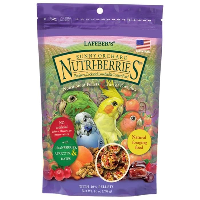 Lafeber NutriBerries Sunny Orchard pour perruches et perroquets de petite taille : boules de grains aux fruits du verger 284 g.