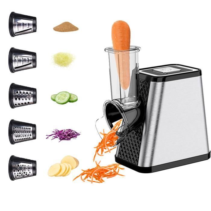 Coupe-légumes électrique 800 W pour hacher facilement légumes fromage carottes et chocolat  Boîtier en acier inoxydable