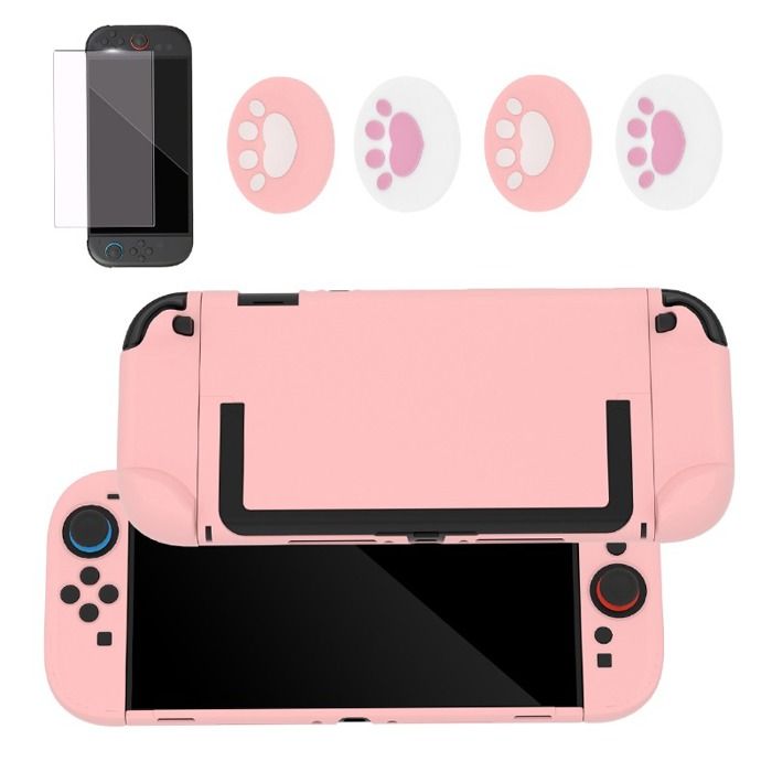 INF Kit de Protection Rose pour Nintendo Switch 2 - Poignée en Silicone Film de Protection et Capuchons de Boutons