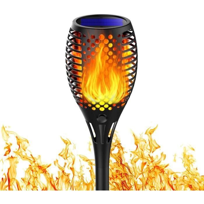 Lampe Torche Solaire - Flamme - Étanche - Jardin - LED - Design Contemporain