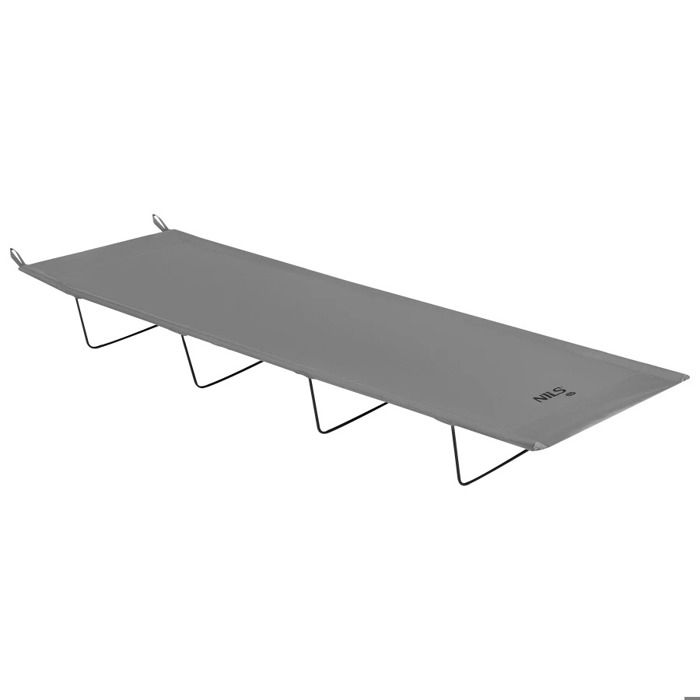 NILS CAMP NC3504 - lit de camp 1 place 190×60×205 cm cadre acier 120 kg tissu 600D Oxford (gris)