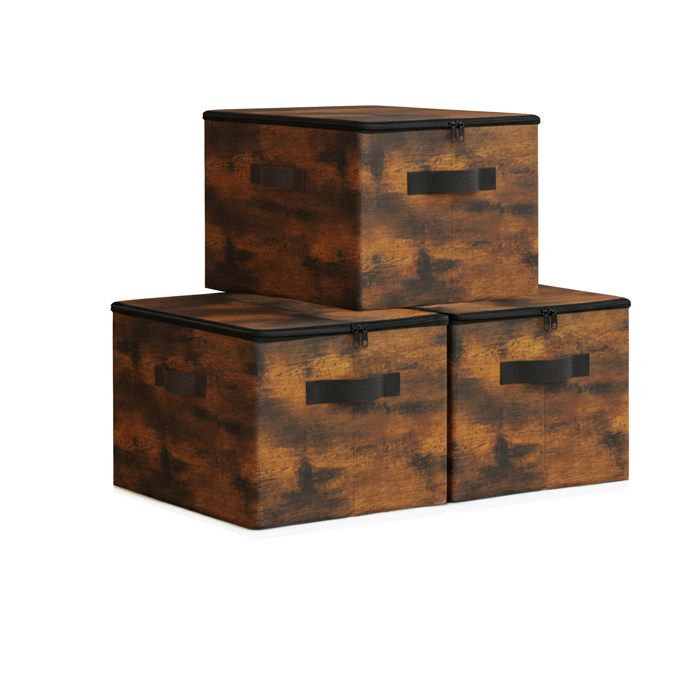 Relaxdays Sac de rangement lot de 3 90 L fermeture intégrale pour literie et vêtements marron