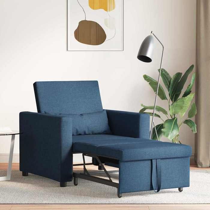 Bestseller Canapé Lit Simple - BURKE - FAUTEUIL 1/2 PERSONNE - avec des roues Bleu 90 x 165 x 87 cm tissu FF20