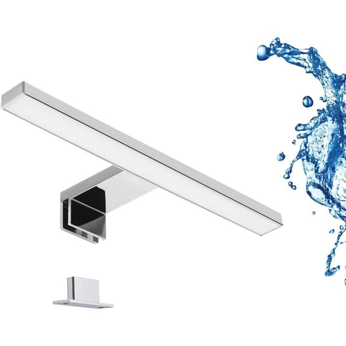 Éclairage de miroir de salle de bain LED 30 cm 6 W 230 V 6000 K tout aluminium 3 en 1 étanche IP44 [Classe énergétique E]