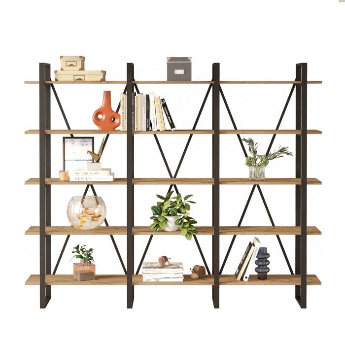 Bibliothèque en bois ML4 - 219 x 34 x 180 cm - Pin atlantique