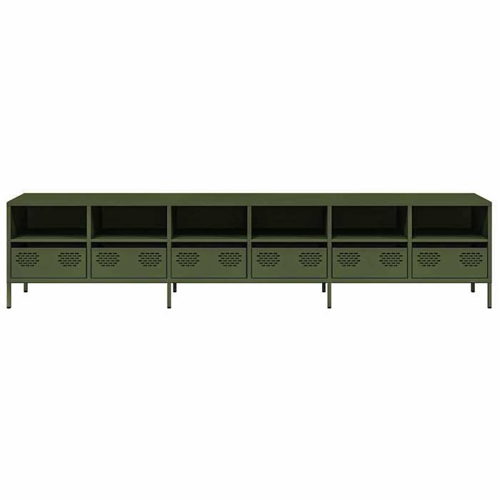 NEUF Armoire TV - Vert - Meuble TV - TABLE TV - vert olive 202x39x435 cm - acier laminé à froid TT3083