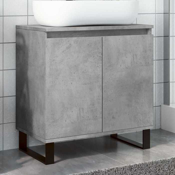 Gris Armoire de bain moderne SARAZYJ COLONNE WC gris béton 58x33x60 cm bois dingénierie E2744