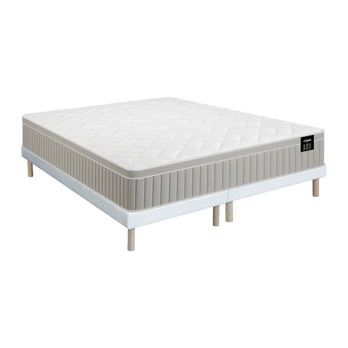 Ensemble 180 x 200 cm sommier tapissier + matelas mousse et gel à mémoire de forme 7 zones ép 22cm - SOMIRA de YSMÉE