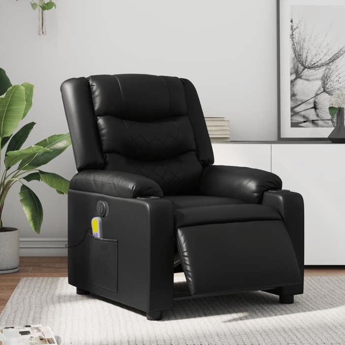 NEW 2026 Fauteuil Massant inclinable - Chaise simple - Multifonctionnel - électrique noir similicuir 77x93x99 cm L3460