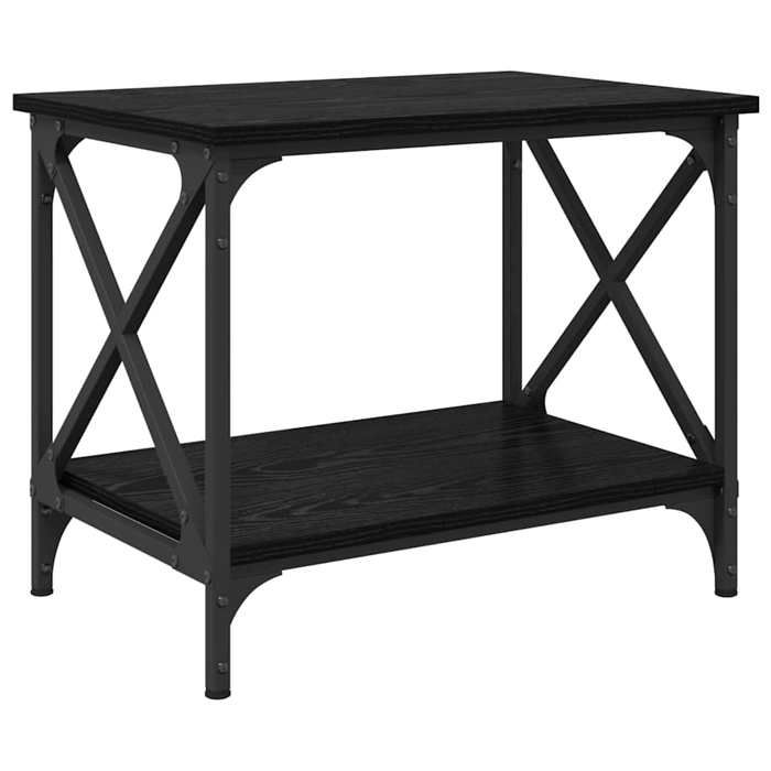 En PromotionTable dappoint 1 PC - SHIELD - Cadre industriel - pour salon - Chêne noir 55x38x45 cm Bois dingénierie T98412