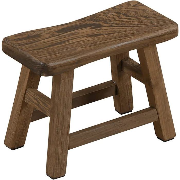 Petit tabouret en bois rustique pour la pêche et le salon 27 x 13 x 21 cm (bois)