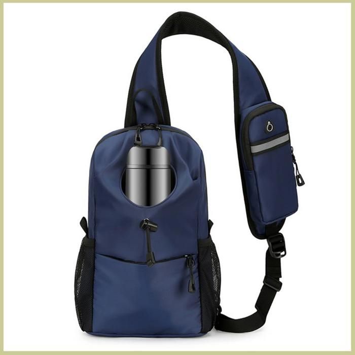 Cocosity Sac à dos à bandoulière multi-poches Multi Pockets Backpack Waterproof Body Chest Bag sport moustiquaire Bleu