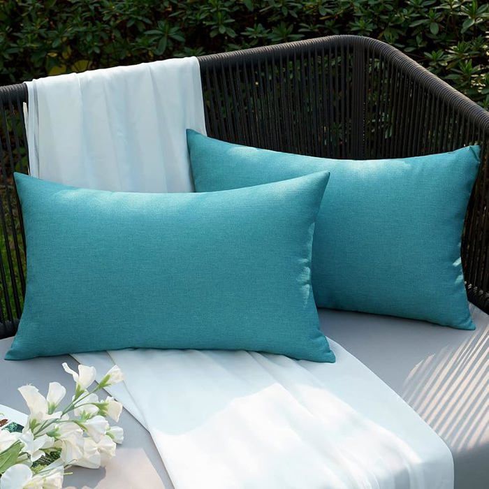 Taie d& 39 oreiller Extérieure Imperméable en Polyester Doux avec Surface Hydrofugfe Housse Bleu Canard 50 50 X 3 HOUSSE DE COUSSIN