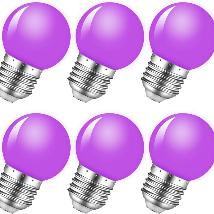 Ampoule LED Couleur7.2x4.5x4.5cmLot 6 ampoules LED violet 1W E27 équivalent 5W intérieur extérieur veilleuse Halloween Noël chambre