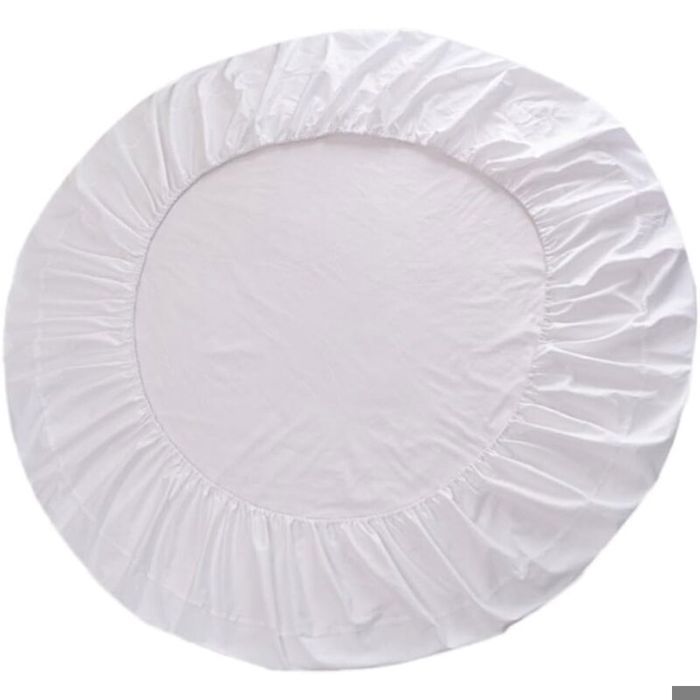 Drap Housse Rond 200cm - Coton Extensible - Résistant Taches - Lavable Machine - Lit Rond Lumiryn