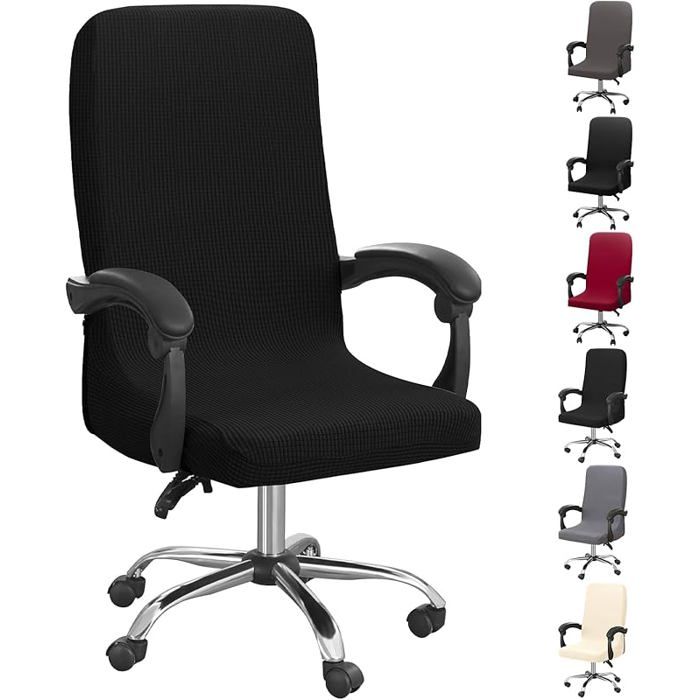 Housse de Chaise de Bureau XJYDNCG Housse Fauteuil Bureau avec accoudoirs extensible - M - Noir