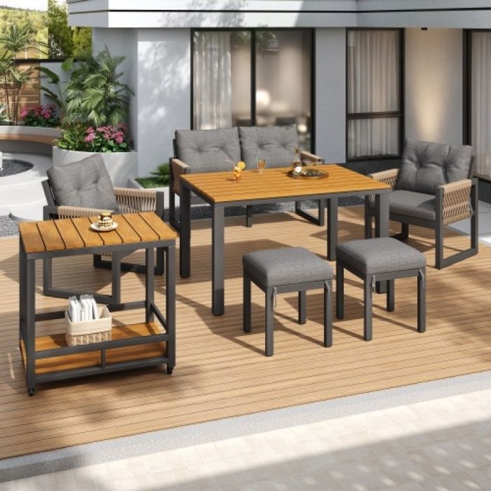 Salon de jardin extérieur Ensemble canapé outdoor moderne pour plusieurs personnes ensemble de loisirs et de réunion cadre en fer