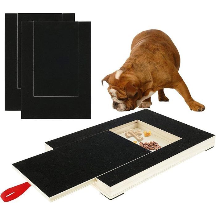 Griffoir pour Chien 35x25x3cm Scratch Pad Chien pour Ongles Planches Gratter Multifonctions avec Boîte Collation Papier Verre