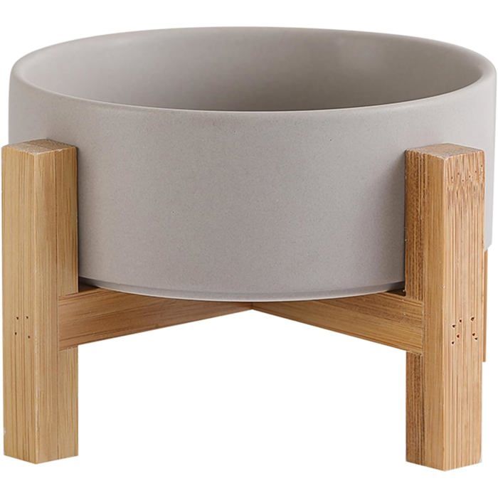 Gamelles surélevées en céramique Grise pour Chat avec Support gamelles surélevées pour Nourriture ou Eau pour Chat avec Coussine