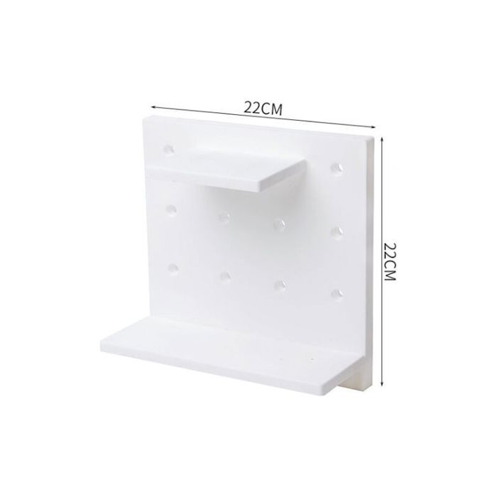 Étagère murale 3 niveaux en panneau perforé – plastique robuste idéale cuisine/salle de bain/bureau – blanc