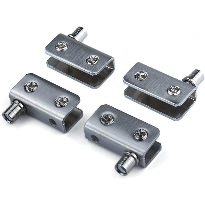 Paquet de 4 charnières pivotantes 90° en acier inoxydable pour porte vitrée 5-8 mm. - S: for 5-8mm glass - S: for 5-8mm glass