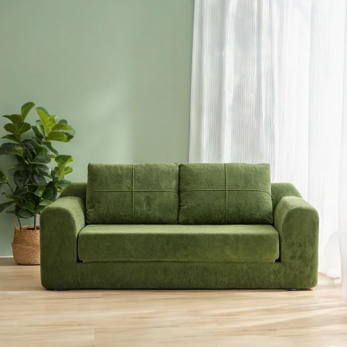 Canapé-lit 2 places convertible en velours green-toned 179 cm design contemporain sans montage