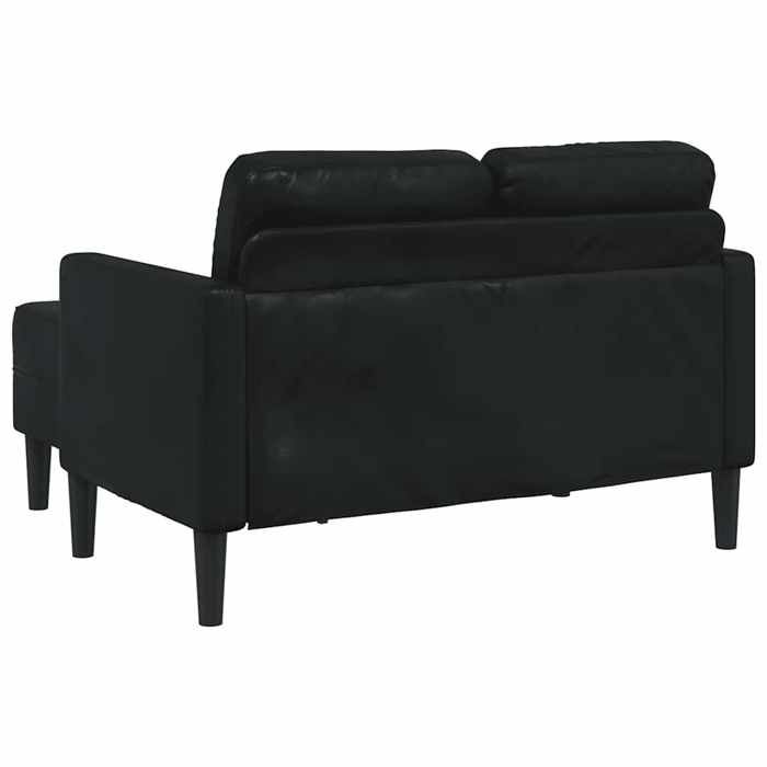 Canapé 2 places avec méridienne en L noir 125 cm similicuir_2 ans garantie_43671