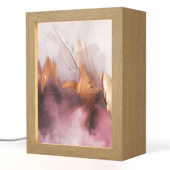 Lampe de Table LED - Lampe de Chevet - Motif Pourpre - Abstrait - Peinture - Or 15x20 cm - OnlyWow