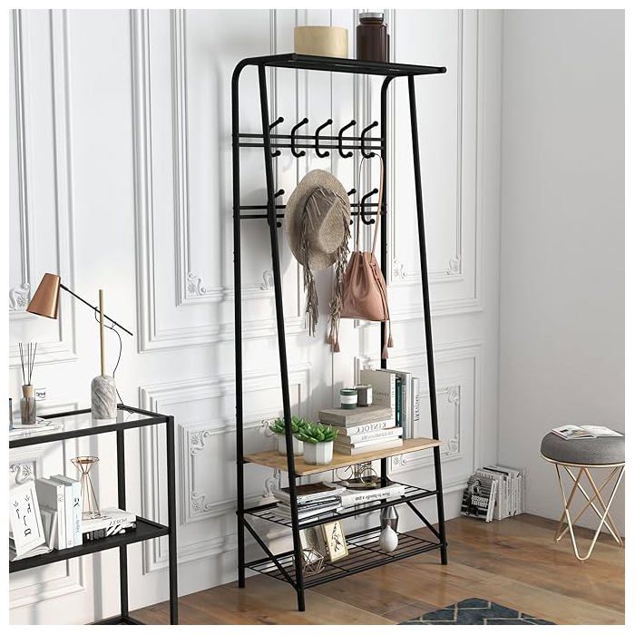 Armoire à penderie combinée chaussière et porte-manteau crochets double rangée 60x35 3x184 1cm