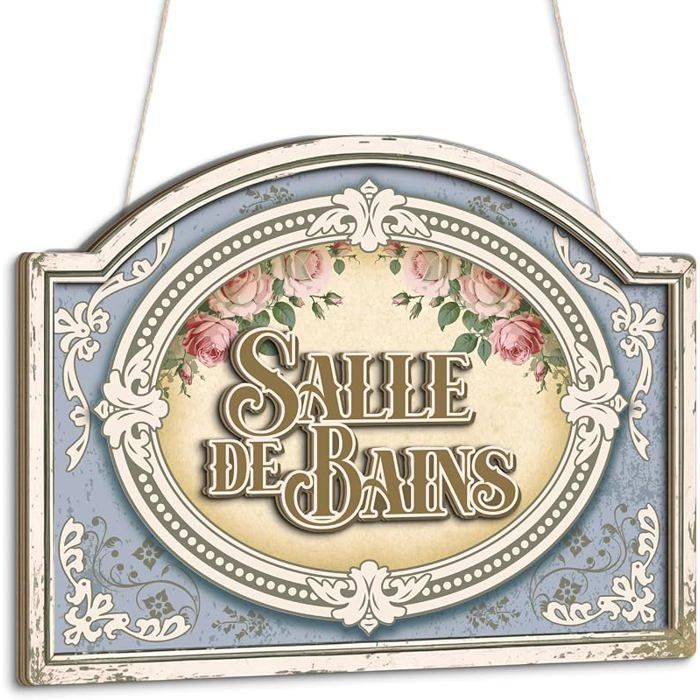 Pque murale u201CSalle de Bainsu201D style vintage françaisenseigne décorative florale shabby chicToil OBJET DE DECORATION MURALE