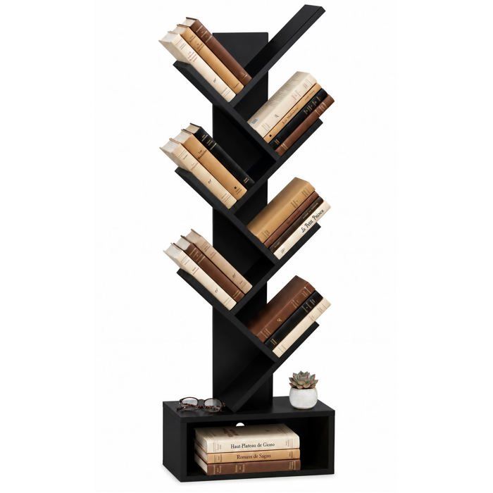VOUNOT® Bibliothèque arbre étagère à livres 38x19x113cm - Anti-basculement - Noir VOUNOT® Bibliothèque arbre étagère à livres 38x19x113cm - Anti-basculement - Noir