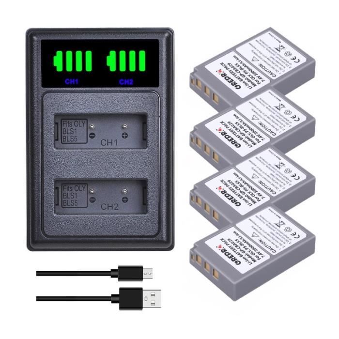 Batterie Baxxtar Pro BLS-5/BLS-50 1100mAh Pour Appareils Photo Olympus - Lot De 2 Avec Infochip