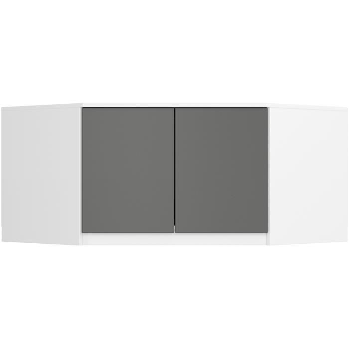 Surmeuble pour armoire AKORD S100 Blanc 100 cm 2 portes façade Gris Graphite 3 étagères 100x50x55 cm