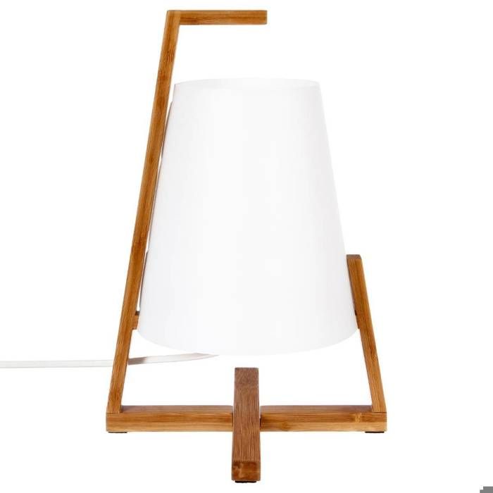 Lampe Gong bambou blanc H32cm - Atmosphera Créateur dintérieur