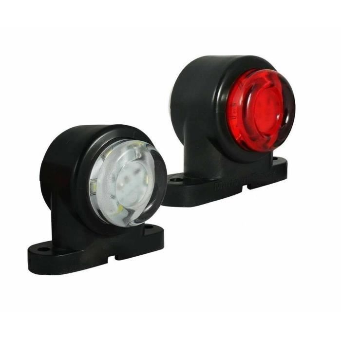 Lot de 2 Feux de Gabarit Encombrement Blanc Rouge LED 12V Caoutchouc Universels Pour Auto Camion Remorque