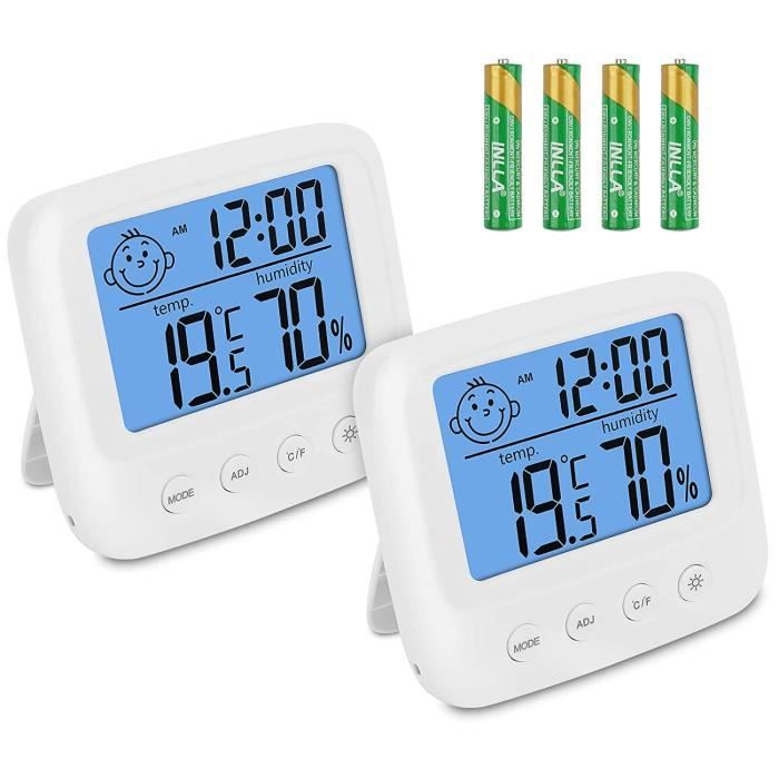 Thermometre Interieur Hygrometre Thermometre Chambre Bebe Lot De 2 Humidimetre Avec Retroeclairage Instruments Meteorologi Cdiscount Puericulture Eveil Bebe